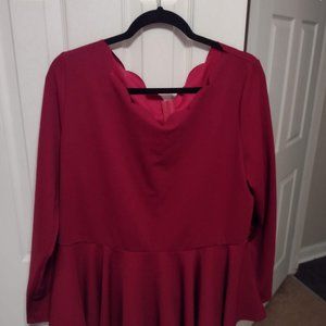 Burgundy Scallop Neckline Top